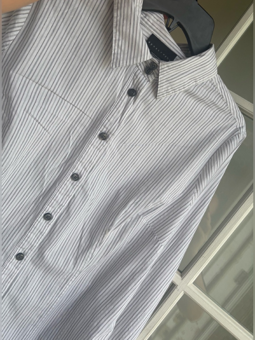 Apostrophe women’s White Shirt with Thin Gray Stripes
